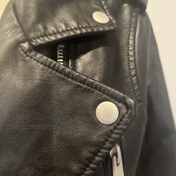 Levi's Black Faux Leather Asymmetrical Zip Motorcycle Moto Jacket - Picture 7 of 16